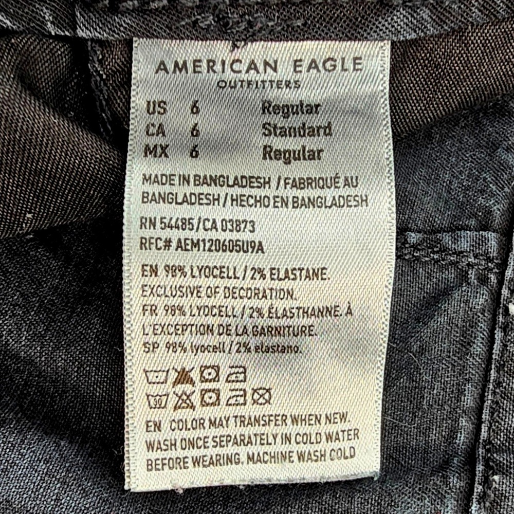 American Eagle Cargo Pants Womens 6 Black Lyocell Stretch Baggy Wide Leg Y2K 90s - Picture 8 of 10